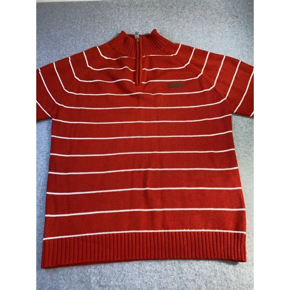 SOUTHPOLE Vtg Red Striped 1/4 Zip Rib Knit SWEATER Men's XL - Picture 6 of 9